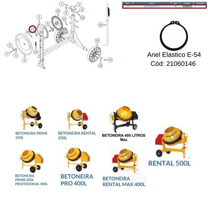 Imagem de Anel Elástico E-54 DIN471 da Serra de Corte MCS Modelo: 2100