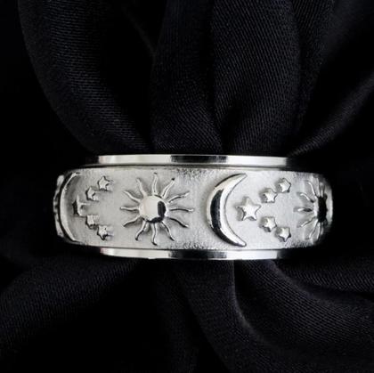 Imagem de Anel em Aço Inox Sol e Lua Estilo Spinner