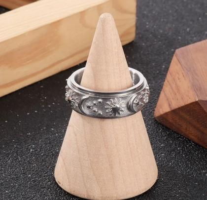 Imagem de Anel em Aço Inox Sol e Lua Estilo Spinner