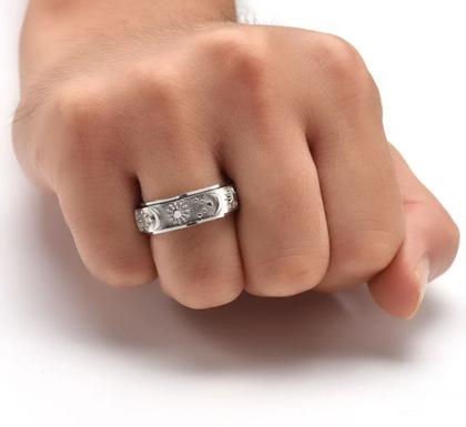 Imagem de Anel em Aço Inox Sol e Lua Estilo Spinner