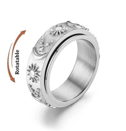 Imagem de Anel em Aço Inox Sol e Lua Estilo Spinner