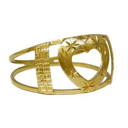 Imagem de Anel Em Ouro 10k 416 Coração Amarelo Vazado Com Laterais