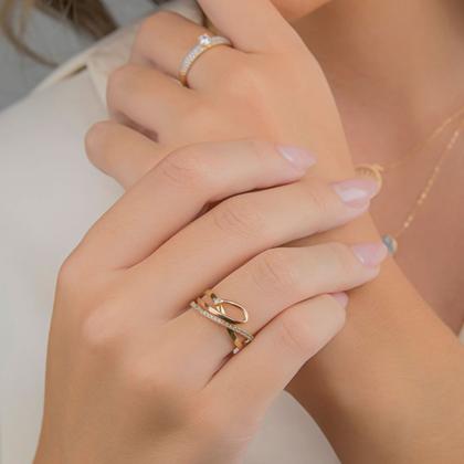 Imagem de Anel em Ouro 18K Dois Tons com Diamantes - AU2818