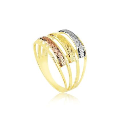 Imagem de Anel em Três Cores Folheado a Ouro 18k