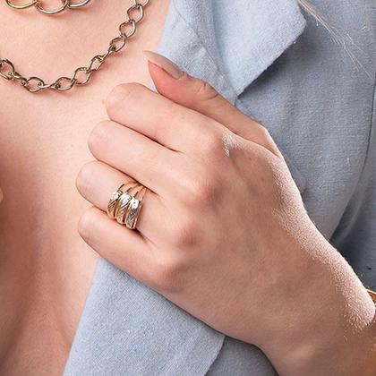 Imagem de Anel em Três Cores Folheado a Ouro 18k