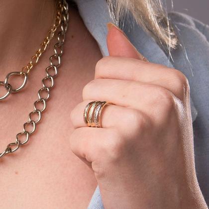 Imagem de Anel em Três Cores Folheado a Ouro 18k