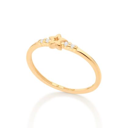 Imagem de Anel estrela 18k com zircônias BRANCO 513022 Rommanel