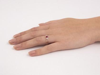 Imagem de Anel Feminino Com Pedra Vermelha Aro Duplo Ouro 10k  A11