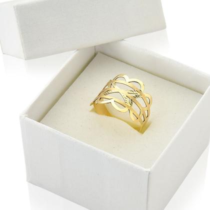 Imagem de Anel feminino largo ouro 10k coração vazado gm425