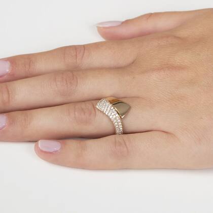 Imagem de anel feminino pavê com zircônias pedras em ouro 10k A391