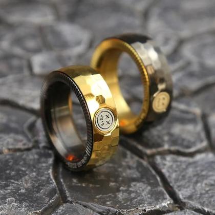 Imagem de Anel Fidget Spinner de Aço Inoxidável - Ajustável e com Design de Catraca