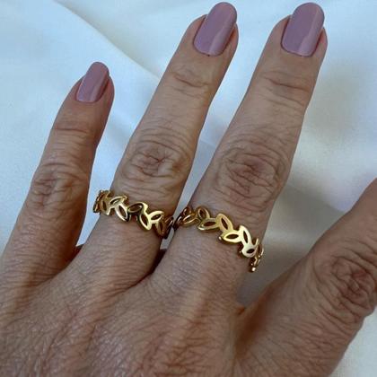 Imagem de Anel folha banhado a ouro 18k