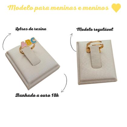 Imagem de Anel Formatura Infantil Colorido Ajustável Capelo Azul Folheado
