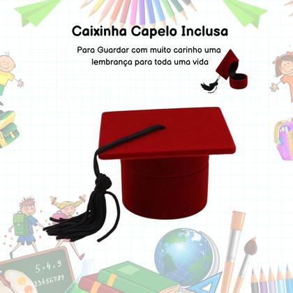 Imagem de Anel Formatura Infantil Menino Regulável Banhado Ouro 18k Colegio Escola Crianca Recordacao