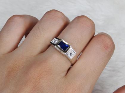 Imagem de Anel Formatura Masculino Prata 925 Aplique Ouro Retangular