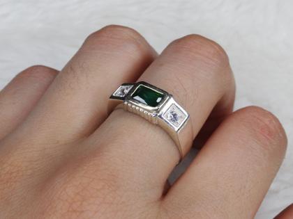 Imagem de Anel Formatura Masculino Prata 925 Aplique Ouro Retangular