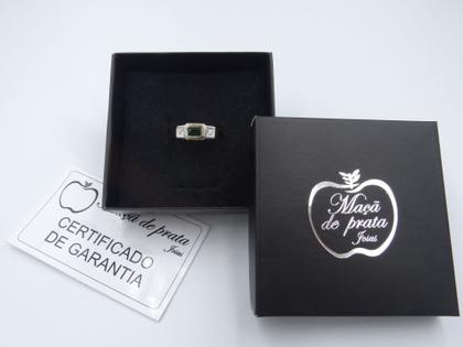 Imagem de Anel Formatura Masculino Prata 925 Aplique Ouro Retangular