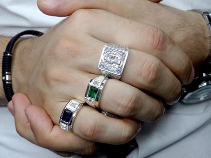 Imagem de Anel Formatura Masculino Prata 925 com Aplique de Ouro 14k