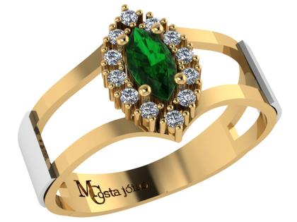 Imagem de Anel Formatura medicina  Ouro 18K Aro Duplo Navete