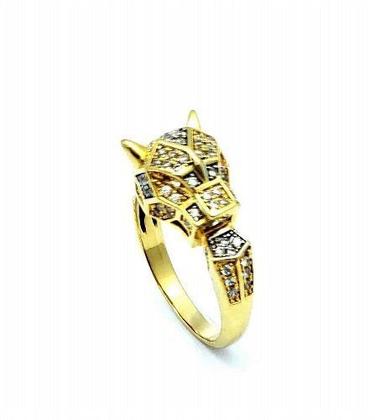 Imagem de Anel Jaguar Cravejado Zirconias Cristal Banho Ouro 18k 1436