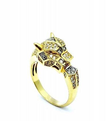 Imagem de Anel Jaguar Cravejado Zirconias Cristal Banho Ouro 18k 1436