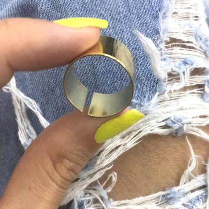 Imagem de Anel liso largo ajustável banhado em ouro 18k moda aliança