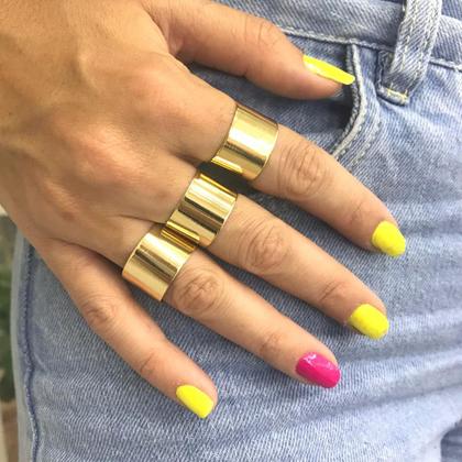 Imagem de Anel liso largo ajustável banhado em ouro 18k moda aliança