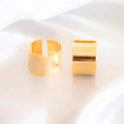 Imagem de Anel liso largo ajustável banhado em ouro 18k moda aliança