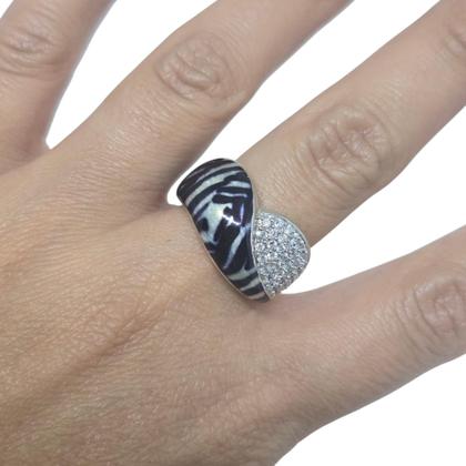 Imagem de Anel listrado Prata 925 zircônias e ônix Aro 19