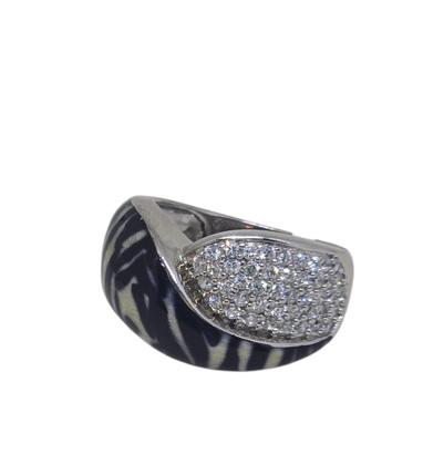 Imagem de Anel listrado Prata 925 zircônias e ônix Aro 19