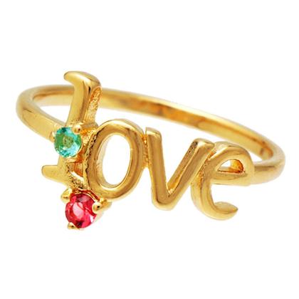 Imagem de Anel Love SoftJoias Com Cristal Colorido Banhado a Ouro 18K