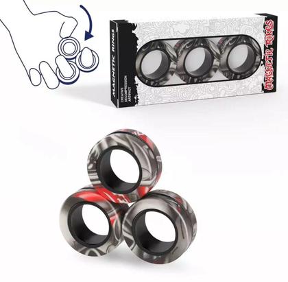 Imagem de Anel Magnético Spinner Fidget Toy Cor Preto Anel Interno