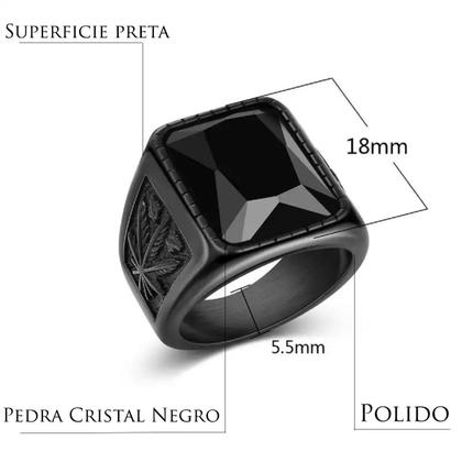Imagem de Anel Masculino Luxuoso Preto Black Hip Pedra Negra Tamanho
