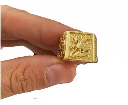 Imagem de Anel Masculino São Jorge Oração Banhado A Ouro 18k Luxo