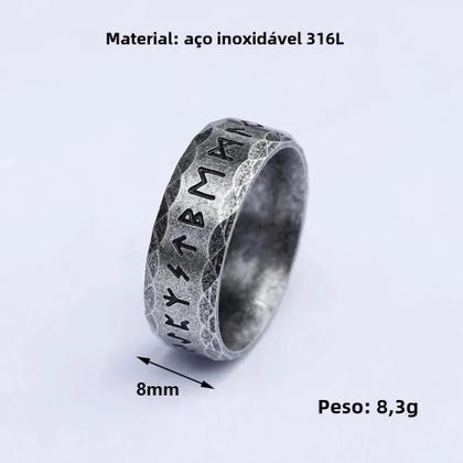 Imagem de Anel Masculino Viking Odin - Retrô, Aço Inoxidável 316L - Presente