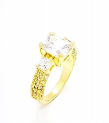 Imagem de Anel Noivado Compromisso Com Zirconias Banho Ouro 18k 4435