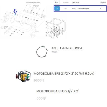 Imagem de Anel O-Ring Do Bombeador Da Motobomba 2" Pol C/ Motor 6.5hp