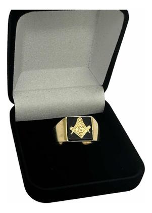 Imagem de Anel Ouro 18k Maçonaria Pedra Onix 1cm Maçon Feito A Mão K5