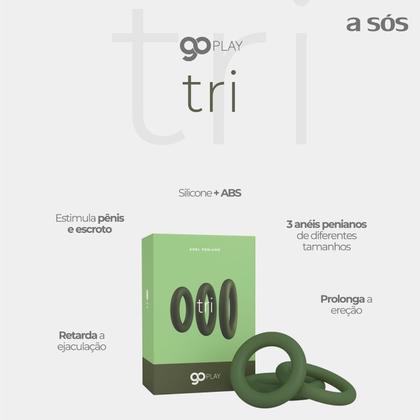 Imagem de Anel P/ Glande e Testic. 3 Tamanhos Retardante Silicone Go Play Tri
