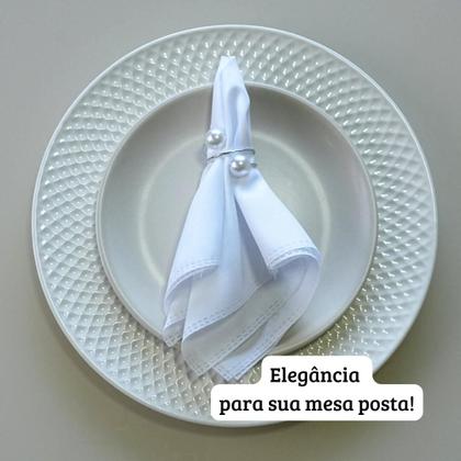 Imagem de Anel para Guardanapo com Pérola Kit 4 a 10 Peças Dourado e Prata  Mesa Posta Elegante