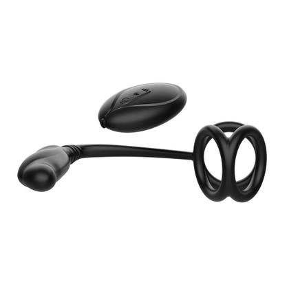 Imagem de Anel peniano com plug anal estimulador de próstata com vibrador e função de aquecimento