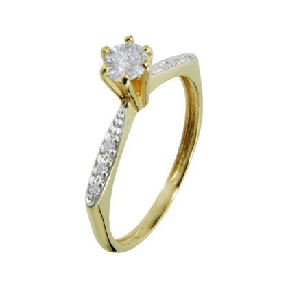 Imagem de Anel Prata c/ Ouro 18K Solitário 2mm com Zircônia Branca 4mm