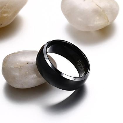 Imagem de Anel Preto Tungstênio Ródio Negro Com Borda 