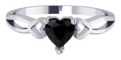 Imagem de Anel Pura Prata 925 Eterno Coração Black Onix - Exclusivo