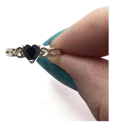 Imagem de Anel Pura Prata 925 Eterno Coração Black Onix - Exclusivo