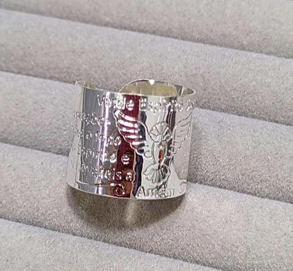 Imagem de Anel Regulável Ajustável Oração Divino Espírito Santo Pomba Banhado Folheado Ouro 18k Dourado Prata