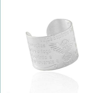 Imagem de Anel Regulável Ajustável Oração Divino Espírito Santo Pomba Banhado Folheado Ouro 18k Dourado Prata