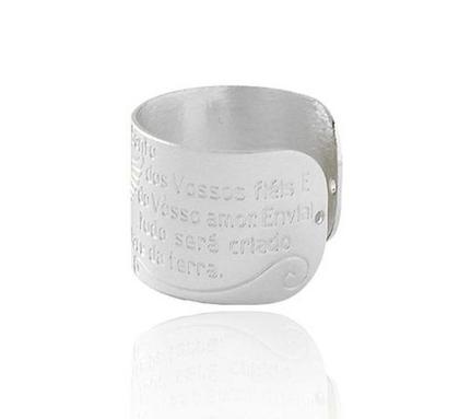 Imagem de Anel Regulável Ajustável Oração Divino Espírito Santo Pomba Banhado Folheado Ouro 18k Dourado Prata