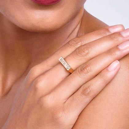 Imagem de Anel retangular mãe 18k com zircônia BRANCO 512987 Rommanel