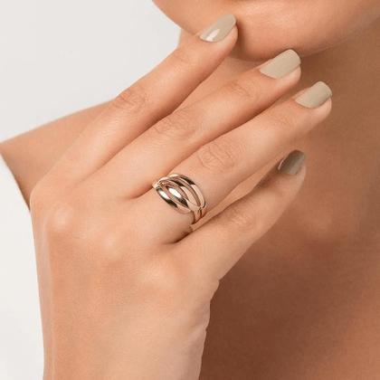 Imagem de Anel Rommanel Banhado Ouro Aro Duplo Entrelaçado 513450